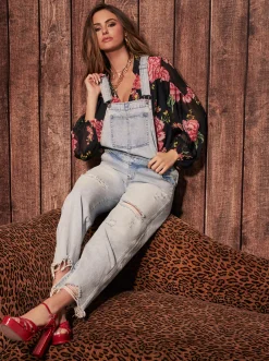 Jessica Simpson Baggy Overalls In < Denim