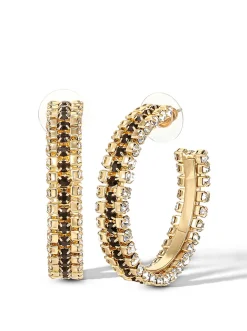 Jessica Simpson Black And White Crystal Hoop Earrings< Earrings