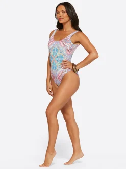 Jessica Simpson In Rio Reversible One Piece In Cool Multi< Swim|One Piece Swim