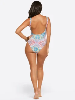 Jessica Simpson In Rio Reversible One Piece In Cool Multi< Swim|One Piece Swim