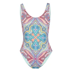 Jessica Simpson In Rio Reversible One Piece In Cool Multi< Swim|One Piece Swim