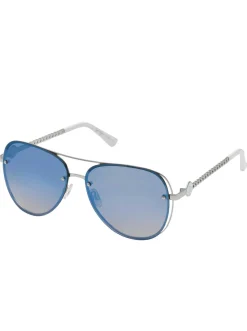 Jessica Simpson Chic Aviator Pilot Sunglasses In & White< Sunglasses