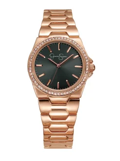 Jessica Simpson Crystal Bezel Bracelet Watch In Tone< Watches