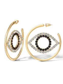 Jessica Simpson Crystal Eye Hoop Earrings< Earrings