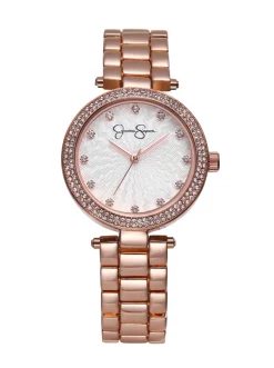 Jessica Simpson Crystal Textured Dial Bracelet Watch In Tone< Watches