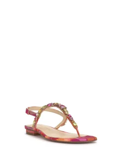 Jessica Simpson Dehna Embellished Sandal In Red Combo< Flats|Sandals