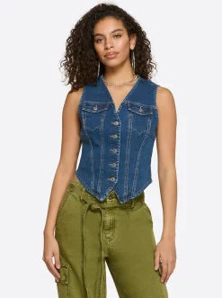 Jessica Simpson Denim Vest In < Denim