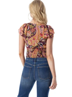 Jessica Simpson Dixie Cropped Blouse In < Tops & Tees