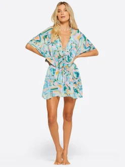 Jessica Simpson Cover Up In Blue Multi< Swim|Cover Ups