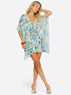 Jessica Simpson Cover Up In Blue Multi< Swim|Cover Ups