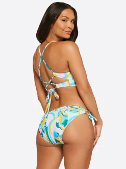 Jessica Simpson Cropped Cami In Blue Multi< Swim|Two Piece Swim