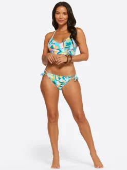 Jessica Simpson String Side Hipster In Blue Multi< Swim|Two Piece Swim