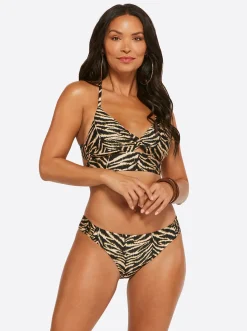Jessica Simpson Twist Front Cami In Black Multi< Swim|Two Piece Swim