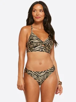 Jessica Simpson Twist Front Cami In Black Multi< Swim|Two Piece Swim