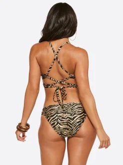 Jessica Simpson Twist Front Cami In Black Multi< Swim|Two Piece Swim