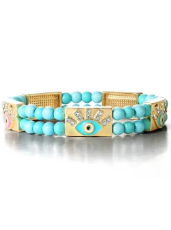 Jessica Simpson Evil Eye Turquoise Bead Stretch Bracelet< Turquoise Collection|Bracelets