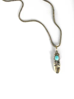 Jessica Simpson Feather Necklace With Turquoise Stone In < Turquoise Collection|Necklaces