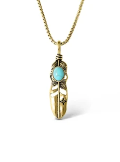 Jessica Simpson Feather Necklace With Turquoise Stone In < Turquoise Collection|Necklaces
