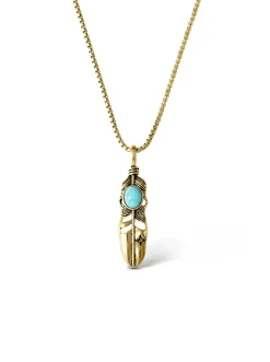 Jessica Simpson Feather Necklace With Turquoise Stone In < Turquoise Collection|Necklaces