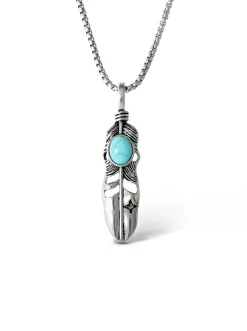 Jessica Simpson Feather Necklace With Turquoise Stone In < Turquoise Collection|Necklaces