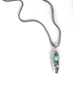 Jessica Simpson Feather Necklace With Turquoise Stone In < Turquoise Collection|Necklaces