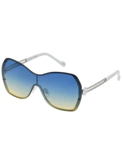 Jessica Simpson Frameless Metal Shield Sunglasses In & White< Sunglasses