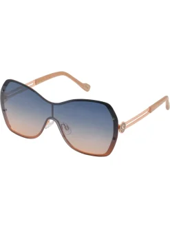 Jessica Simpson Frameless Metal Shield Sunglasses In Rose Gold & Nude< Sunglasses