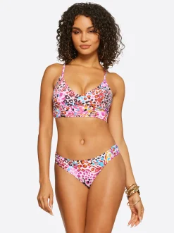 Jessica Simpson French Exit Cropped Cami In Pink Multi< Swim|Two Piece Swim