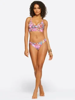 Jessica Simpson French Exit Cropped Cami In Pink Multi< Swim|Two Piece Swim