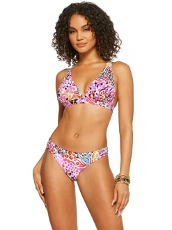 Jessica Simpson Full Support Triangle Bra In Pink Multi< Swim|Two Piece Swim