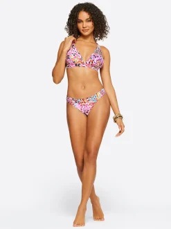 Jessica Simpson Full Support Triangle Bra In Pink Multi< Swim|Two Piece Swim