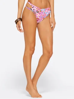 Jessica Simpson Hipster With Slash In Pink Multi< Swim|Two Piece Swim