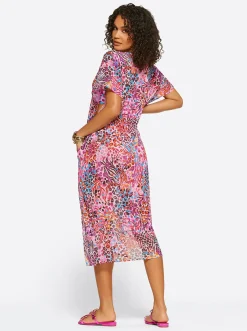 Jessica Simpson Long Swim Cover Up In Pink Multi< Swim|Cover Ups
