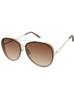 Jessica Simpson Glam Aviator Pilot Sunglasses In & Brown< Sunglasses