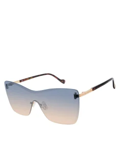 Jessica Simpson Glamorous Frameless Shield Sunglasses In Gold & Tortoise< Sunglasses
