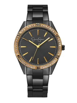 Jessica Simpson Gold Crystal Bezel Bracelet Watch In Tone< Watches