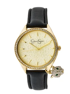 Jessica Simpson Tone Dangle Panther Strap Watch< Watches