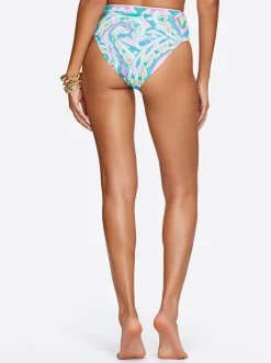 Jessica Simpson High Waist Bottom In Powder Blue Multi< Swim|Two Piece Swim