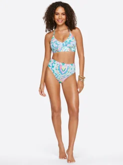 Jessica Simpson High Waist Bottom In Powder Blue Multi< Swim|Two Piece Swim