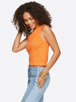 Jessica Simpson Ivy Mesh Tank In Orange< Tops & Tees