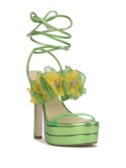 Jessica Simpson Iyla Flower Double Platform Sandal In Green< Platforms|Sandals