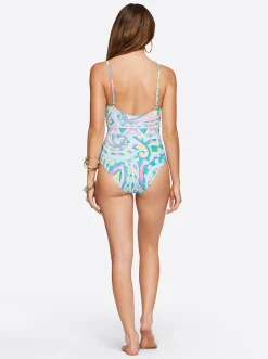 Jessica Simpson Lace Front One Piece In < Swim|One Piece Swim