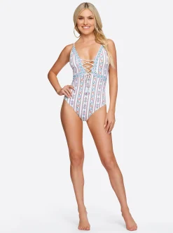 Jessica Simpson Lace Front One Piece In Sun Salutation< Swim|One Piece Swim