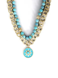 Jessica Simpson Layered Necklace With Turquoise Beads< Turquoise Collection|Necklaces