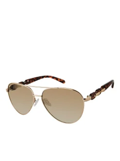 Jessica Simpson Metal Aviator Pilot Sunglasses In & Leopard< Sunglasses