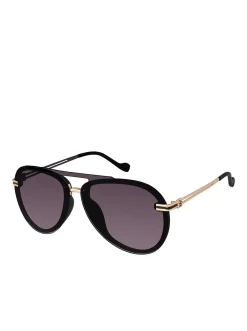 Jessica Simpson Metal Aviator Sunglasses In Smoke Matte < Sunglasses
