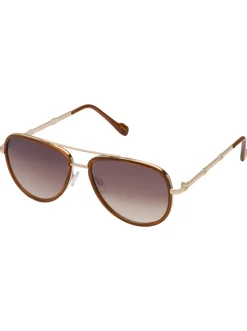 Jessica Simpson Modern Metal Aviator Sunglasses In & Brown< Sunglasses