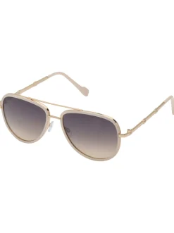 Jessica Simpson Modern Metal Aviator Sunglasses In Gold & Cream< Sunglasses