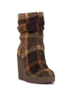 Jessica Simpson Mynette Slouch Wedge Bootie In Mocha Combo< Boots & Booties|Wedges