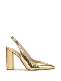 Jessica Simpson Noula Slingback Pointed Toe Pump In Gold< Pumps